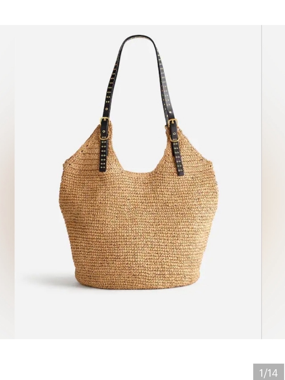 Madewell Raffia and leather strap tote bag